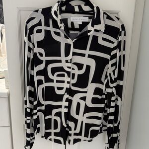 Lesley Evers black and white sz M button up blouse